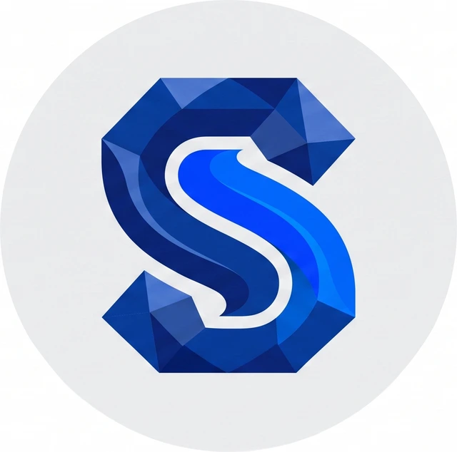 Faceted blue Synkronyx S mark